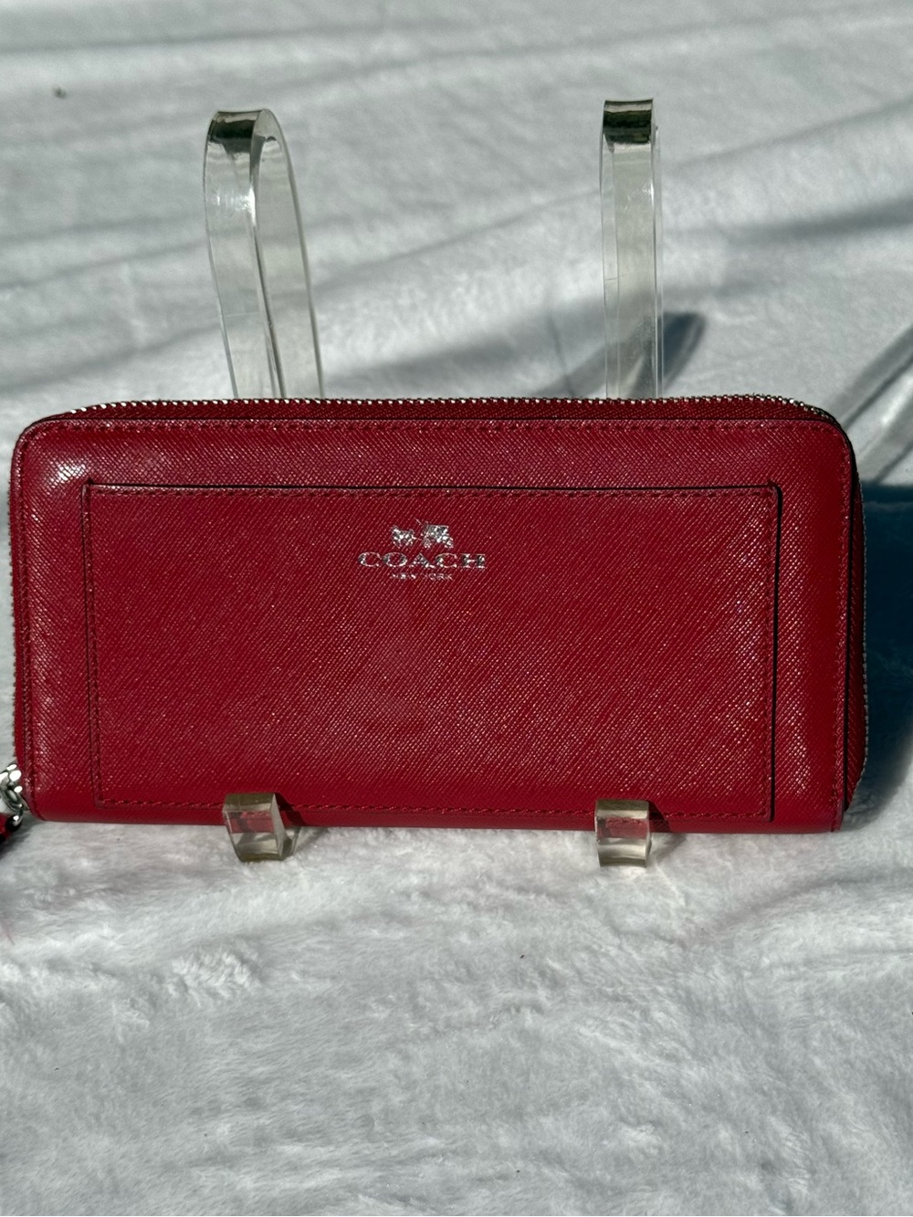 COACH Darcy Red Saffiano Zip Around Wallet